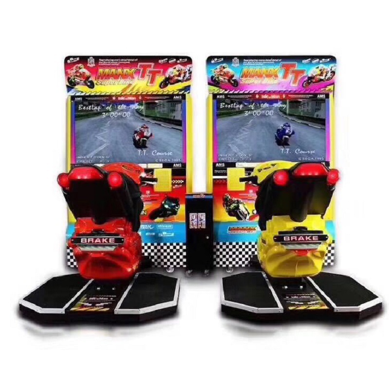 Racing Arcade Cabinet - เครื่องจำลองการขับขี่แบบหยอดเหรียญ, เครื่องเล่นเกมแข่งรถมอเตอร์ไซค์สุดเจ๋ง, ตู้เกมอาร์เคดสำหรับผู้เล่น 2 คน, เครื่องจำลองการแข่งรถมอเตอร์ไซค์